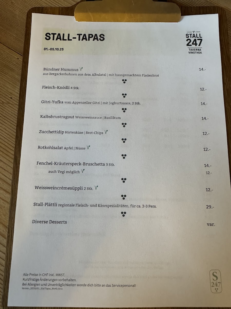 Menu Stall 247 - Weinkost & Feinkost Im Einstigen Kuhstall-1